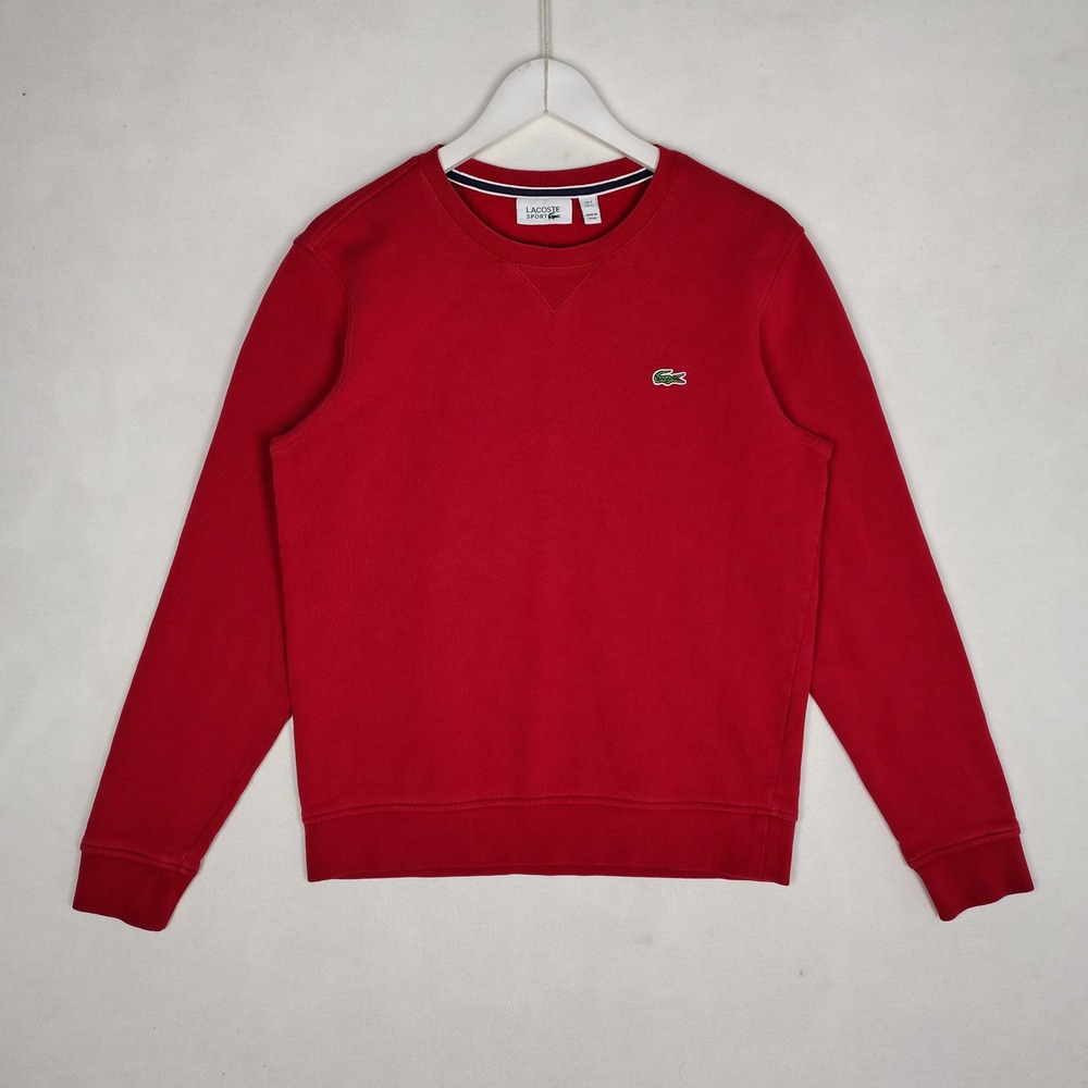 Lacoste Sport Mens Red Fleece Crew Neck Sweatshirt Size Small US S FR 3